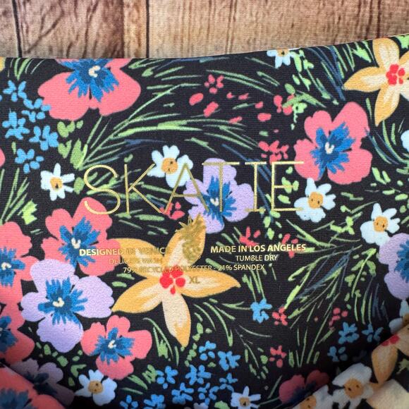 Skatie Swim Bottom Floral Black Size XL Beach Vacation Pool Summer Flower - Picture 5 of 5